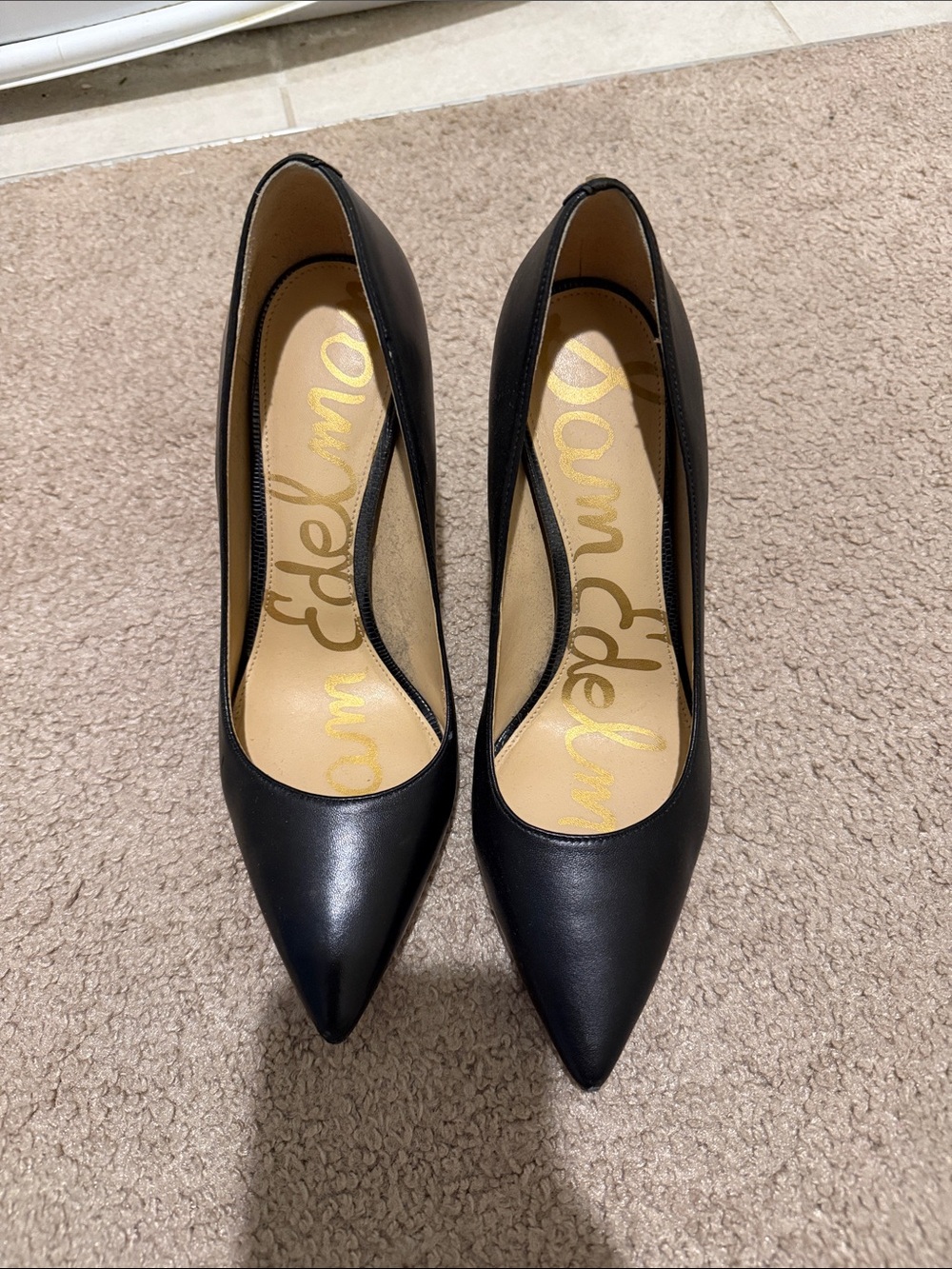 Sam Edelman Black Leather Pointed Pumps